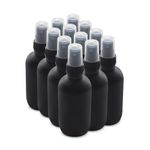 The Bottle Depot - 12 Pack - 4 oz Glass Spray Bottle - Black Frosted - 22-400 Neck Finish - Boston Round Bottles - UV Rays Protection