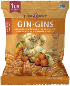 GIN GINS Mandarin Orange Ginger Chews – Natural Fresh Ginger Candy by The Ginger People – Individually Wrapped Healthy Candy – Mandarin Orange Flavor – Large 1 lb Bag (16oz) – Pack of 1