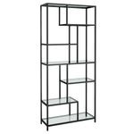 VASAGLE Bookshelf, 6-Tier Tall Bookcase, Display Shelf, Plant Stand, 11.8 x 31.5 x 70.9 Inches, Tempered Glass, for Study, Office, Living Room, Bedroom, Kitchen, Simply Black ULGT502B61