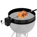 onlyfire BRK-6201 Black Coated Steel Rotisserie Ring Kit With Battery Motor with Power Adapter for Weber 57 CM Kettle Charcoal Grills and Other Similar Size Models