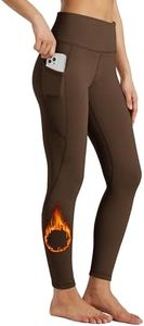 WILLIT Women's Fleece Lined Leggings High Waisted Winter Thermal Yoga Running Pants with Pockets Brown XS