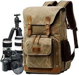 Camera Bag, Canvas SLR DSLR Camera Backpack Large Capacity Front Open Waterproof Anti-shock Camera Rucksack Camera Travel Bag Professional Camera Lens Organizer Khaki