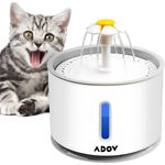 ADOV Cat Water Fountain, 2.4L Automatic Electric Flower Style Dispenser with LED Water Level Window and Replaceable Filter, Ultra Quiet Healthy and Hygienic Pet Drinking Bowl for Kitten, Dogs – Grey