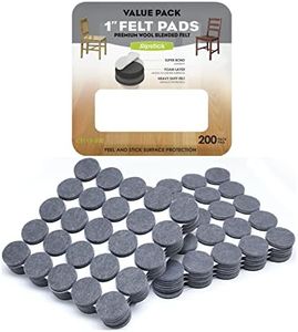 Slipstick Premium Wool Blended Felt Furniture Pads/Chair Floor Protectors (1 Inch Round) Includes 200 Grey Felt Chair Leg Pads with Super Bond Self-Stick Adhesive, Gray