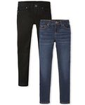 The Children's Place Girls' Super Skinny Jeans 2-Pack, Black Wash/Dk Twilight Wash 2 Pack, 8