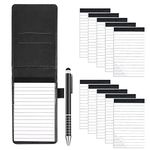 12 Pack Mini Pocket Notepad Holder Set, Small Pocket Notebook Pen Holder with 30 Lined Sheets Leather Mini Pocket Notebook with 10 Pcs 3 x 5 Inch Memo Books Refills, 1 Metal Pen(Black)