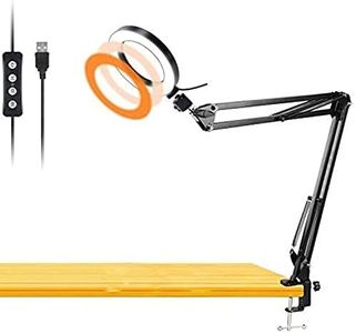 Workbench Light, Desk Ring Light with Swivel Clamp Arm,6'' USB Ring Light for Reading,Craft,Makeup,YouTube,Live Streaming,Study,Architect Drafting