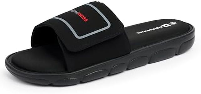 Alpine Swiss Gabe Mens Memory Foam Slide Sandals Adjustable Comfort Athletic Slide Black 9 M US
