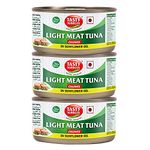 Tasty Nibbles Light Meat Tuna Chunks in Sunflower Oil 185g X 3 (Pack of 3, 555g)