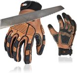 Vgo... Cut Resistant Work Gloves,Cut Proof Gloves for Men,Mechanics Gloves,Heavy Duty,Cow Leather (Size XXL,Brown,CA7722CT)