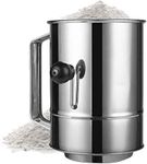 Flour Sifter for Baking,5 Cup Flour Sifter Stainless Steel,Hand Crank Flour Sifter With 4 Wire Agitator,Double-layer Baking Sifter, Powdered Sugar Sifter,Baking Sifters for Baking Flour