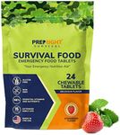 Prep-Right Survival - Survival Food Tabs, MRE for Camping, Hiking, and Prepper Supplies, Long Term Food Storage, Gluten Free and Non GMO, 15 Year Storage Shelf Life, 24 Count, Strawberry