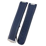 KFAA 20mm Rubber Silicone Watch Strap Fit For Omega Seamaster 300 AT150 Aqua Terra Ultra Light 8900 Steel Buckle Watchband Bracelets (Color : Blue white 1 Pointed, Size : 20mm)