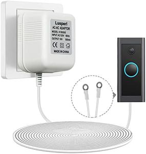 Extra Long 19.7ft Cord 18V500mA Doorbell Transformer Compatible with Ring, Nest, Eufy, Wyze, Arlo Wireless Video Doorbells (White)