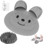 Manmihealth Shower Foot Scrubber Mat & Silicone Body Scrubber Set (2 PCS), Rabbit-Shaped Silicone Foot Scrubber in Shower & Body Buffer Set (Gray)
