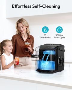 EUHOMY Countertop Ice Maker – Black, Compact Portable Machine