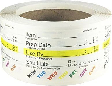 Dissolvable Shelf Life Labels for Food Rotation Use by Food Preparation Days of The Week Prep Date Stickers 2 x 3 Inch 500 Adhesive Stickers