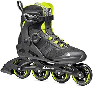 Rollerblade Macroblade 84 BOA, Adult Fitness Inline Skate, Black & Lime, Performance Inline Skates