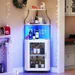 GarveeHome Christmas Corner Bar Cabinet with LED Lights, Industrial Liquor Cabinet with Adjustable Shelf, 5-Tier Industrial Wine Cabinet with Glass Holder, Home Bar Cabinet, Coffee Bar Cabinet