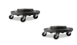 Rubbermaid Commercial Products Brute Twist on/Off Round Dolly, Use with Brute Trash Can, Black, Pack of 2