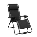 M MCIRCO BY Zero Gravity Chair|Relax Chair for Lounge|Easy Chair for Lawn|Portable and Foldable Recliner Chair for Resting|Adjustable Pillow|Full Body Support|Young and Old People (Black) - Resin