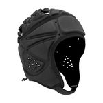 HOLDOMG Soft Helmet Flag Football Rugby Goalkeeper Helmet Scrum Cap Soft Shell Helmet Soccer Headgear Special Needs Head Protection for Youth Adults (Black)