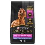 Purina Pro Plan Dry Dog Food, Focus, Adult Sensitive Skin & Stomach Lamb & Oat Meal Formula, 24-Pound Bag, Pack of 1