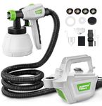 Huepar Tools SG800 Paint Sprayer, HVLP Electric Spray Gun (800W/1300ml/4 Metal Nozzles/3 Patterns/9.8ft Air Hose), for Home Interior and Exterior Walls, House Painting, Ceiling, Fence, Cabinet, Chair