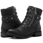 GLOBALWIN Women's Ankle Booties Fashion Combat Boots, 2121black, 4 UK