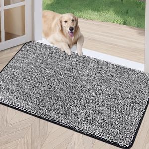 REFETONE Indoor Doormat, Front Door Mat 36"x59" Absorbent Rubber Backing Non Slip Back Door Mats, Washable Low-Profile Inside Floor Mat Door Rugs for Entryway, Resist Dirt Mud Mat for Dogs, Black