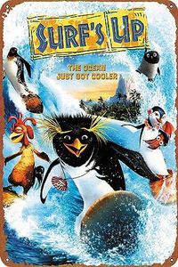 Surf's Up Movie Poster Metal Signs Vintage Bar Bathroom Kitchen Man Cave Garden Club Gift 12x8inch