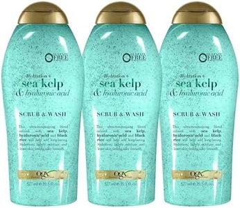 OGX Hydration + Sea Kelp & Hyaluronic Acid Sulfate-Free Lightly Moisturizing Body Scrub with Black Rice, Gentle Exfoliating Daily Body Wash to Soften & Smooth Skin, 19.5 Fl Oz (pack of 3)