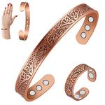 Cigmag Copper Bracelets for Women and Copper Ring Tree of Life Pattern 100% Pure Copper Bracelet Cuff Bangle Strength Magnets Adjustable Copper Magnetic Bracelet with Jewelry Gift Box (Copper)