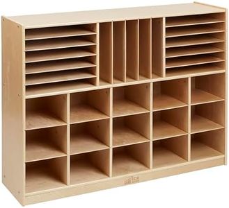 ECR4Kids Multi-Section Mobile Storage Cabinet, Classroom Furniture, Natural