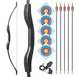 DD&Qarchery 53'' Recurve Bow Right and Left Handed, Takedown Bow and Arrows for Adult and Youth Beginner 30lb 40lb Traditional Archery Bows Set with 5 Target Face & Arrows (50LBS)