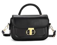 Diva Dale Elegant Twist Lock Satchel, Casual Party-wear, Shoulder Crossbody Handbag (Black)