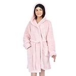 Sleepdown Women's Teddy Fleece Robe, Blush, 12-14