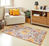 Amazon Brand - Solimo 3D Printed Vintage Carpet with Anti Skid Backing for Living Room | Dinning | Office (3x5 feet) Color7, Rectangular, Multi