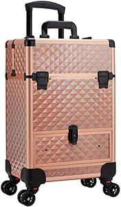 Kosmetikkoffer Trolley Make up Koffer Kosmetik Trolley mit Schublade Schminkkoffer Friseurkoffer mit Rollen Nagelkoffer Nageldesign Koffer Beauty Case,Rosegold