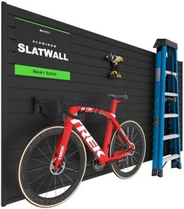 DLDIRECT Aluminum Slatwall Panel Garage Wall Organizer Heavy Duty Wall Mounted Slat Wall Rack, Interlocking Paneling for Garage Wall Slat Board Storage System - Black (4'H x 8'W)