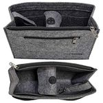 DuneDesign Felt Handbag Organiser 27x10x16cm Felt Bag Insert M Inner Pocket Grey