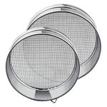 Kuber Industries Stainless Steel Flour Sieve/Sifter- Set of 2 (Silver), Standard, 21 x 21 x 6 Centimeters