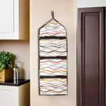 Kuber Industries Wall Hanging Closet Organizer for Wardrobe with 3 Pockets & Zip | Letter Holder, Socks & Tie Storage Pouches | Printed - Brown