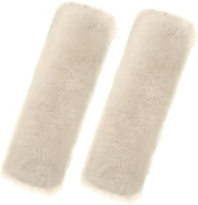 Andalus Brands 2 Pack Genuine Merino Wool Sheepskin Seat Belt Cover – Soft Shoulder Pad, Neck Cushion Protector – Authentic Car Accessories (Cream White)
