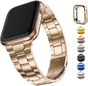 Fullmosa Compatible With Apple Watch Band 41mm 40mm 38mm, Upgraded Version Stainless Steel Watch Band/Strap with Case for Apple Watch SE2 SE Series 9/8/7/6/5/4/3/2/1, 38mm 40mm 41mm Rose Gold
