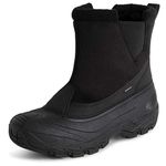 Polar Mens Waterproof Outsole Deep Tread Fully Faux Fur Lined Winter Durable Snow Boots - Black Pull On - UK10/EU44 - YC0684