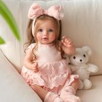 BABESIDE Reborn Baby Dolls Girl - 20 Inch Realistic Reborn Dolls with Soft Cloth Body, Cute Long Hair Lifelike Toddler Girl with Clothes Accessories for Kids Aged 3+