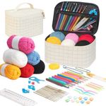 BLISSO 59 Pcs Crochet Set - Ergonomic Crochet Kit for Beginners Adults for 1000's of DIY's with Yarn & Tools (Pearl Edition)