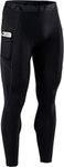 TSLA Men's Compression Leggings Running Tights Trousers, Cool Dry Gym Workout Jogging Sports Base Layers Bottoms Pants, Athletic Pocket Trousers Black, L