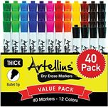 Artellius 40 Pack of Dry Erase Mark